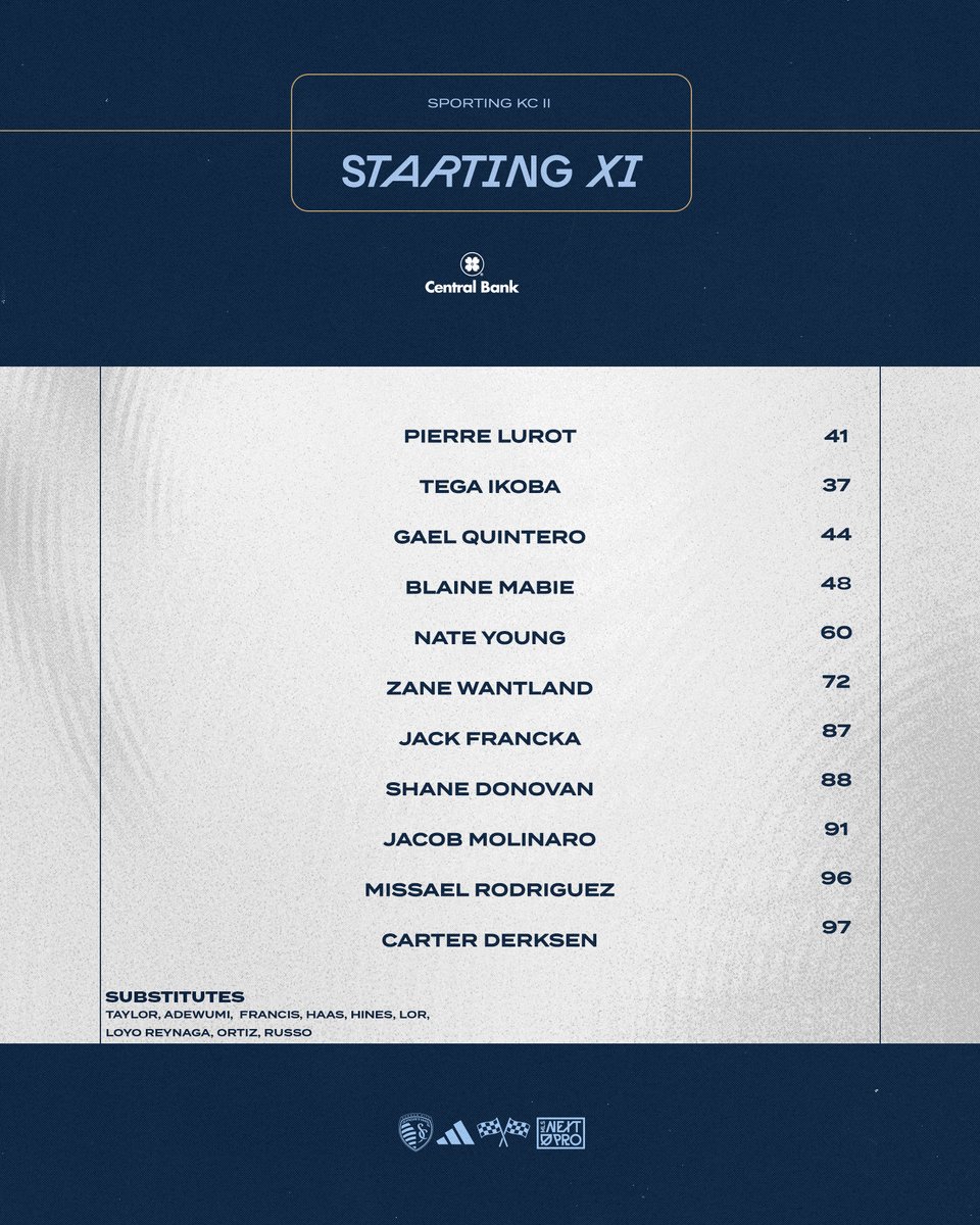 SportingKCII's tweet photo. The SKC II Starting XI to take on Whitecaps FC 2!

#SKCvVAN | @CentralBankMW https://t.co/hx2mfU53dn