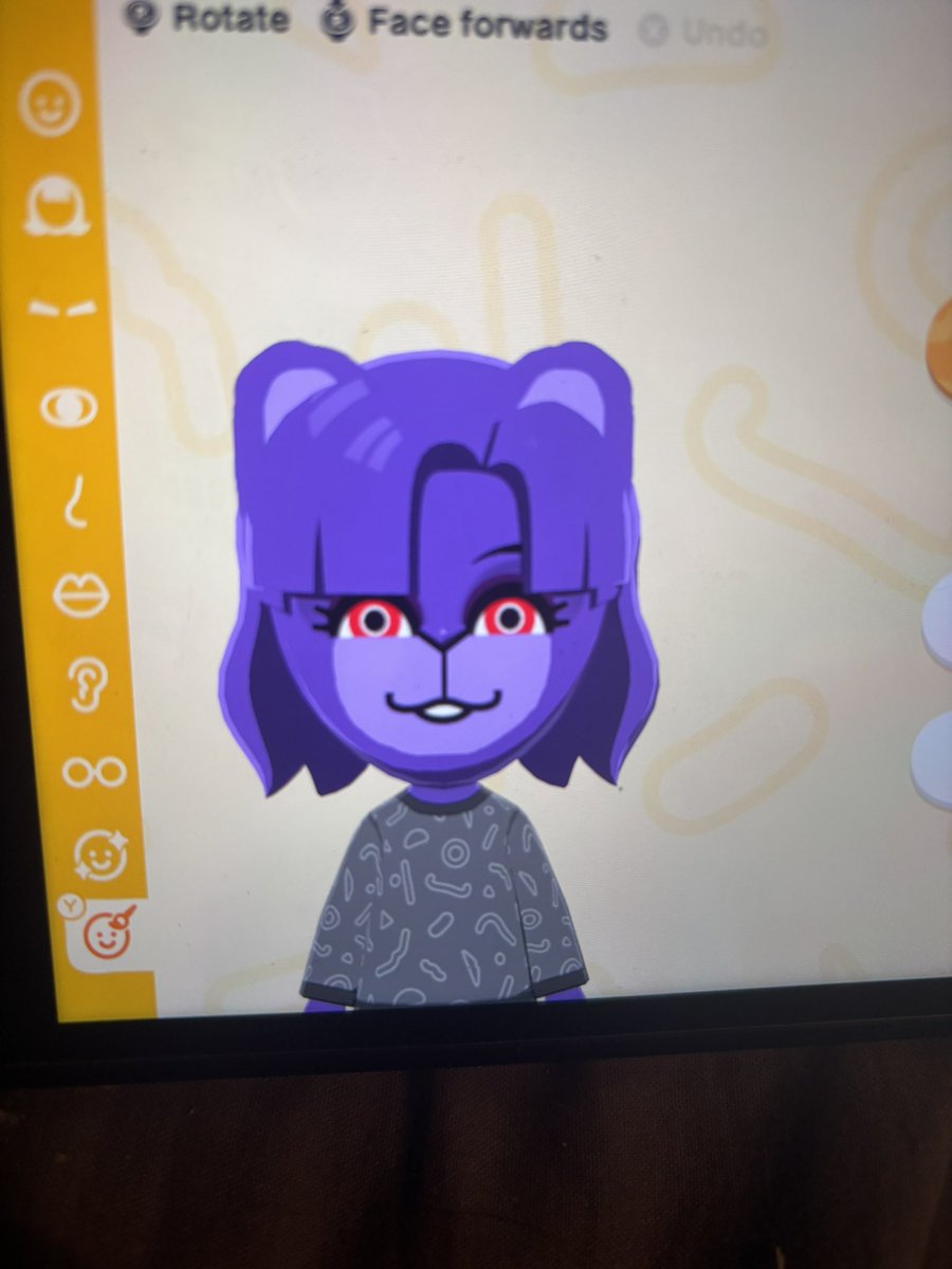 I couldn’t give her big ears sadly
But uh
Bonfie in Tomodachi Life
I’m gonna have her commit great crime

Bonfie owned by <a href="/CryptiaCurves/">🔞Cryptia🔞</a>