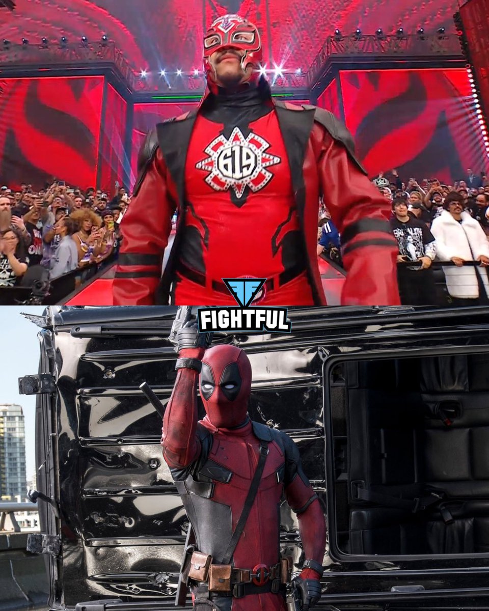 Rey Mysterio’s Deadpool gear #WrestleMania