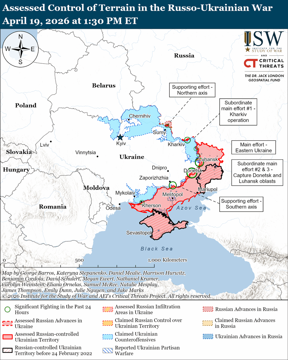 TheStudyofWar's tweet image. NEW: Russian forces conducted four platoon-sized or smaller mechanized and motorized assaults across the theater in the last 48 hours, but these assaults are unlikely to bolster the ongoing Russian spring-summer 2026 offensive.

Additional Key Takeawys:
The Ukrainian Unmanned