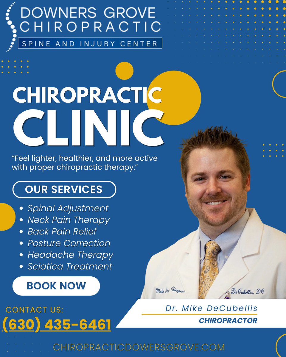 DrDeCubellis's tweet image. If you’re dealing with pain, stiffness, or limited movement
Book your visit and start feeling the difference.
📞 (630) 435-6461
 🌐 ChiropracticDownersGrove.com

  #chiropractor #downersgrove #backpainrelief #healthyliving #mobility #painfree #wellness #drdecubellis