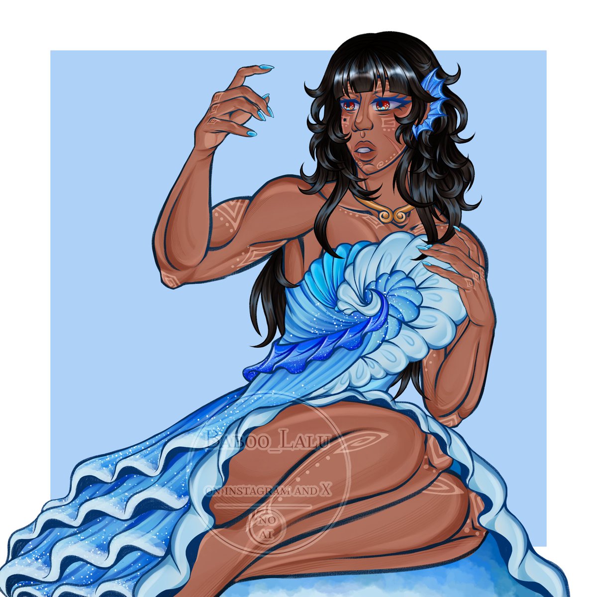 baboo__lalu's tweet image. #ninjago #ninjagofanarts #ninjagotwt #ninjagonya 
Nya with Sea dress because its beautiful and matchs her so much🌊🥷