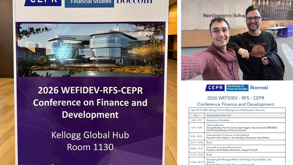 NicolaLimodio's tweet image. Flying back from Chicago with a full heart after a fantastic three-day visit centered on #Finance and #Development.

First stop was the GPRL-IPA Researcher Gathering 2026 at the @KelloggSchool. It was a pleasure to listen to outstanding presentations by exceptional scholars