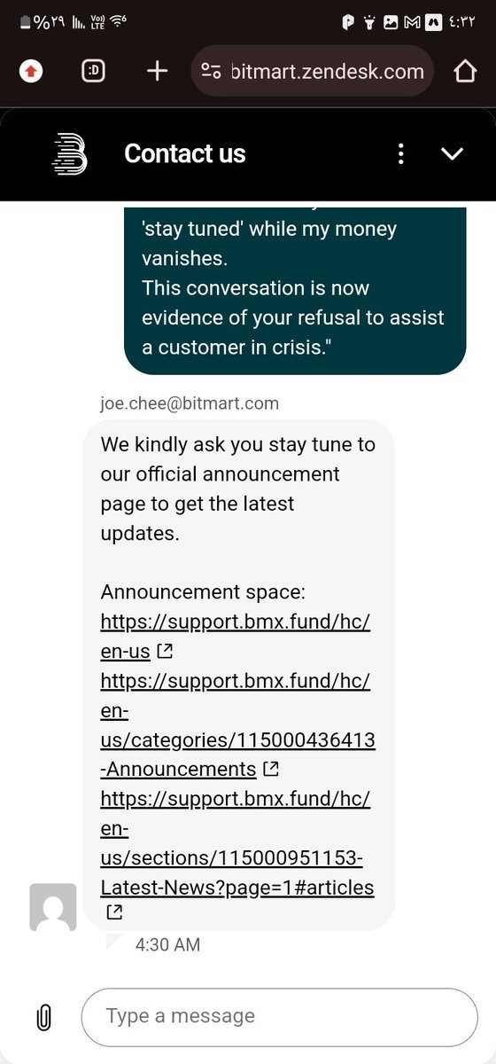 swhok2001's tweet photo. @BitMartExchange ​"Unbelievable! After losing 800% of my funds due to @BitMartExchange's frozen system, their support (Joe Chee) is now threatening to end the chat because I’m asking for accountability. This is how they treat victims! #BitMartScam #BitMart #Crypto #Fraud" https://t.co/hEkSg2NjSI