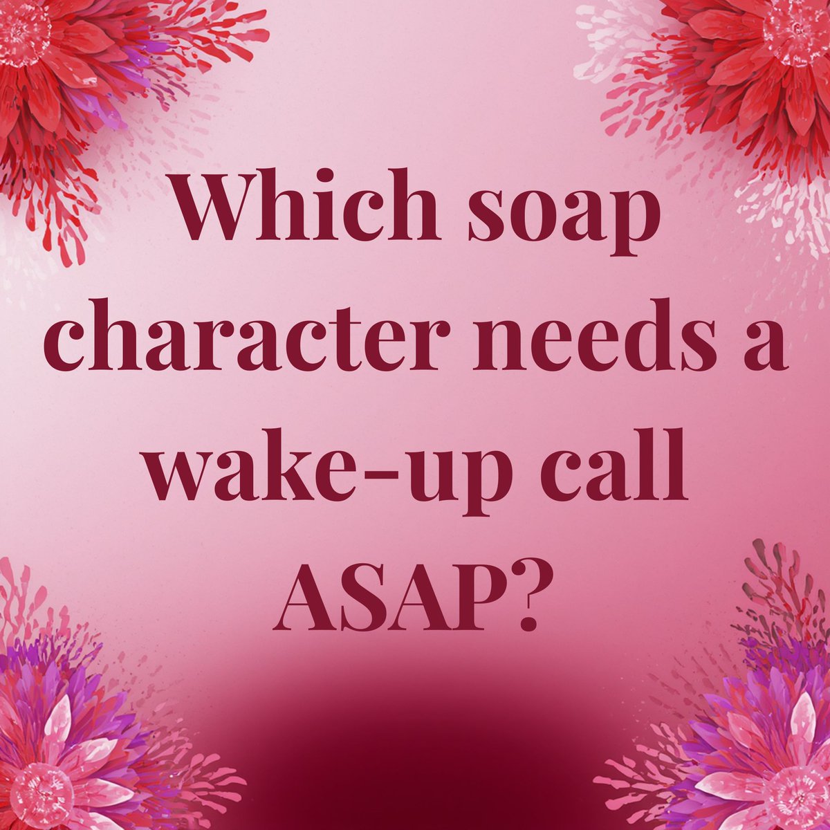 SoapOpera411's tweet image. Which soap character needs a serious wake-up call ASAP? 
#BeyondTheGates #BoldandBeautiful #DaysOfOurLives #GeneralHospital #YR
