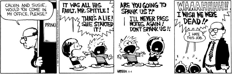 Calvinn_Hobbes's tweet image. Two kids screaming, one principal quietly reconsidering his entire career path.
#CalvinandHobbes #AdultingIsHard