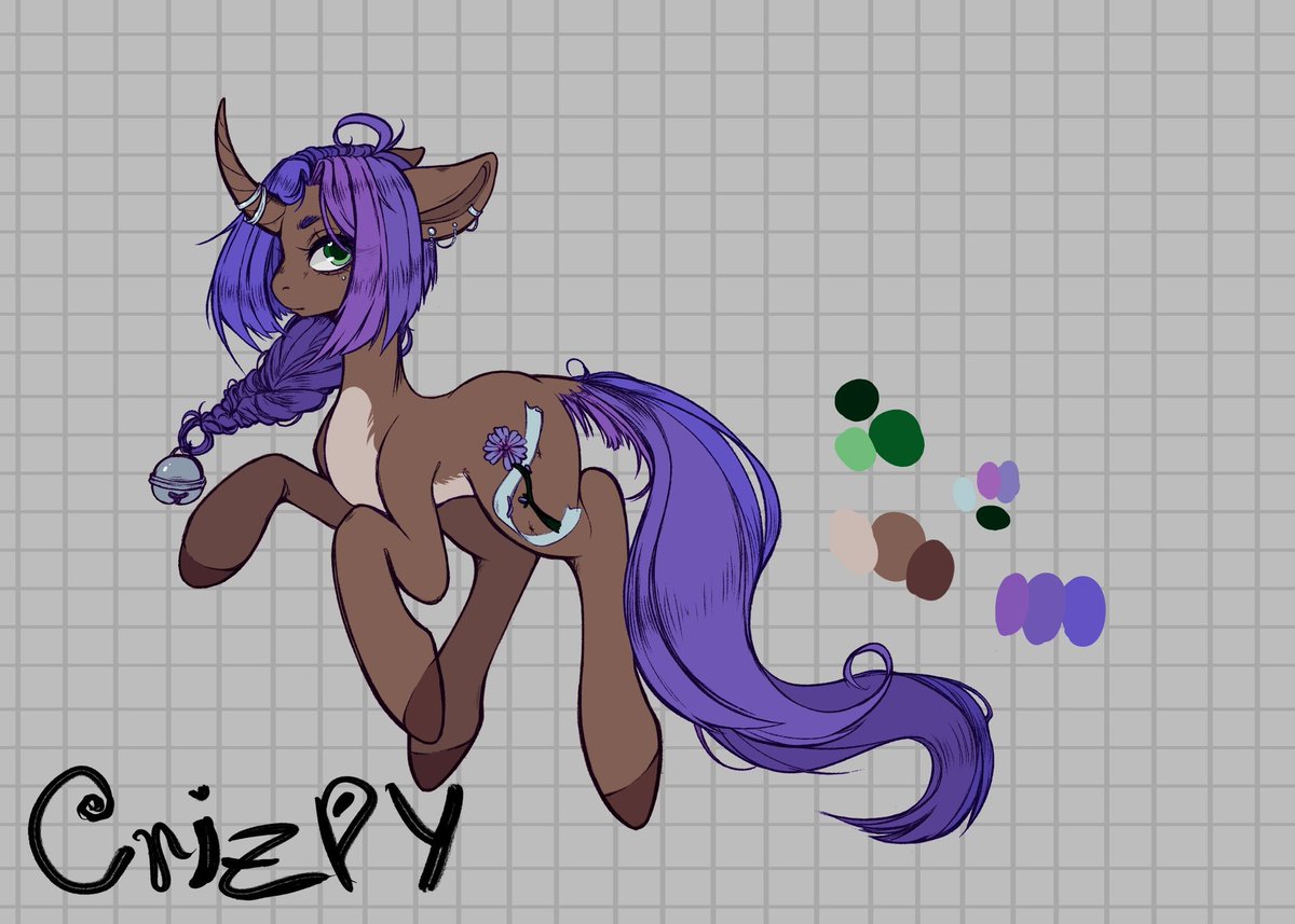 crizpyzzz's tweet photo. @TumblysArt Your art is so cute, I remember seeing you stuff on tik tok before. My favorite out of the main would be Rarity, I'm a sucker for any canonically fashionable characters tbh. You get to play dress up when you draw them with less constraint! This is my bby Chicory! https://t.co/Tc3LQuBMT6