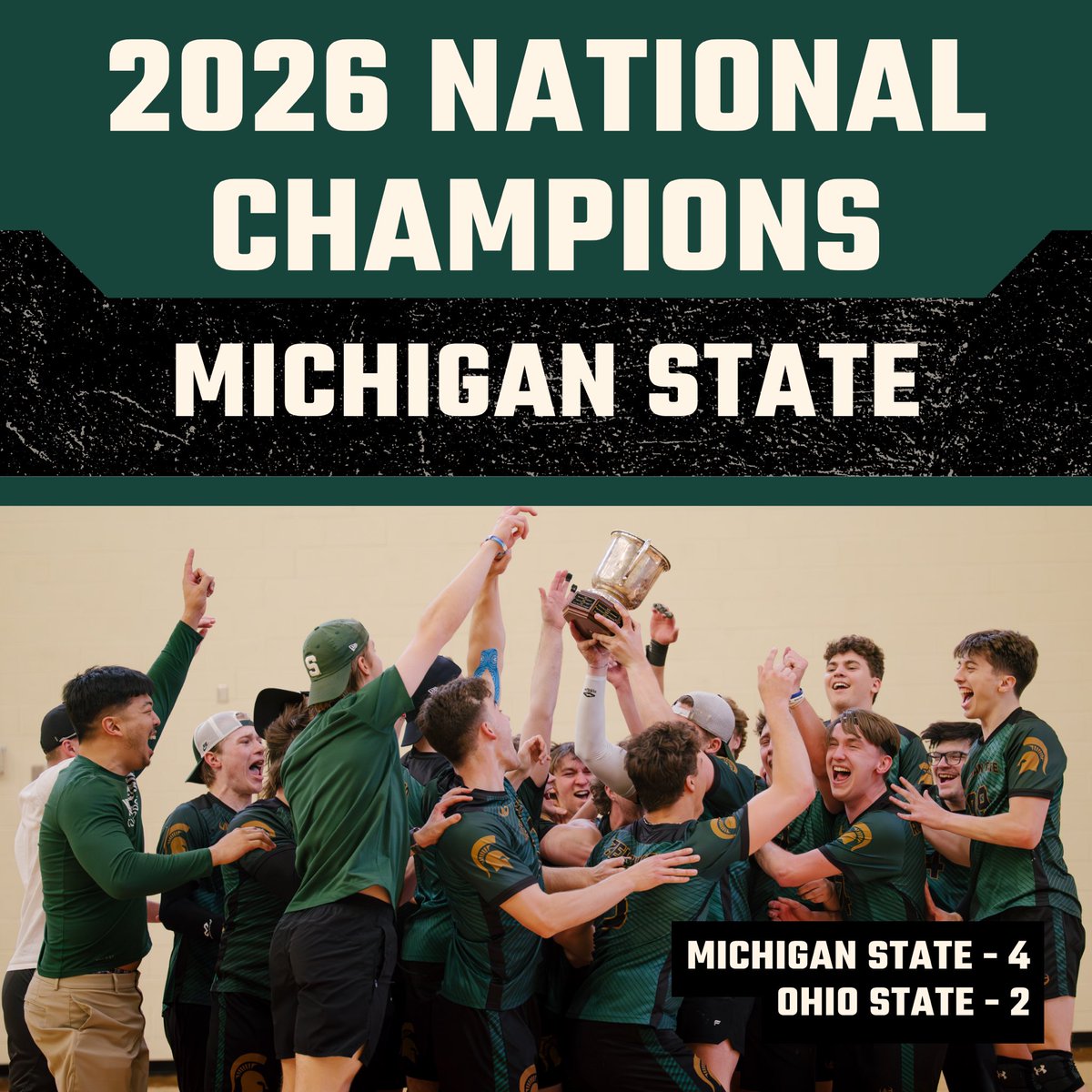 NCDAdodgeball's tweet image. Your 2026 College Dodgeball National Champions: Michigan State University!! 

PC: Ryan Nowak