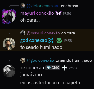 cnxdiscord's tweet photo. Começando pela nossa staff que com duas semanas tão pique doidinho do centro com a diferença que a gente mora no servidor e não no centro. https://t.co/Um3LTycC4o