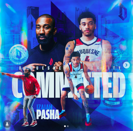 BasketHoopz's tweet photo. Virginia Tech transfer 6'5 G Izaiah Pasha (@Izaiahpasha) has committed to Duquesne.

Pasha played in 18 games this season.
(Two years of eligibility.) https://t.co/Pqrn1gJtpe