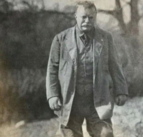 A grieving Theodore Roosevelt was seen walking at Sagamore Hill on July 20, 1918, shortly after learning that his youngest son, Quentin Roosevelt, had been killed in an airplane crash during World War I just 16 days earlier. He never fully recovered from the loss.