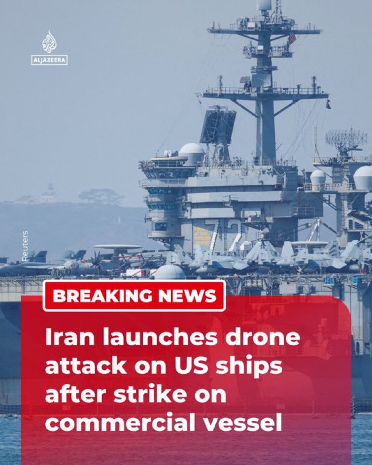 ایران نے اپنے کمرشل جہاز پر امریکی حملے کے بعد امریکی جنگی جہازوں پر ڈرونز داغ دیے۔