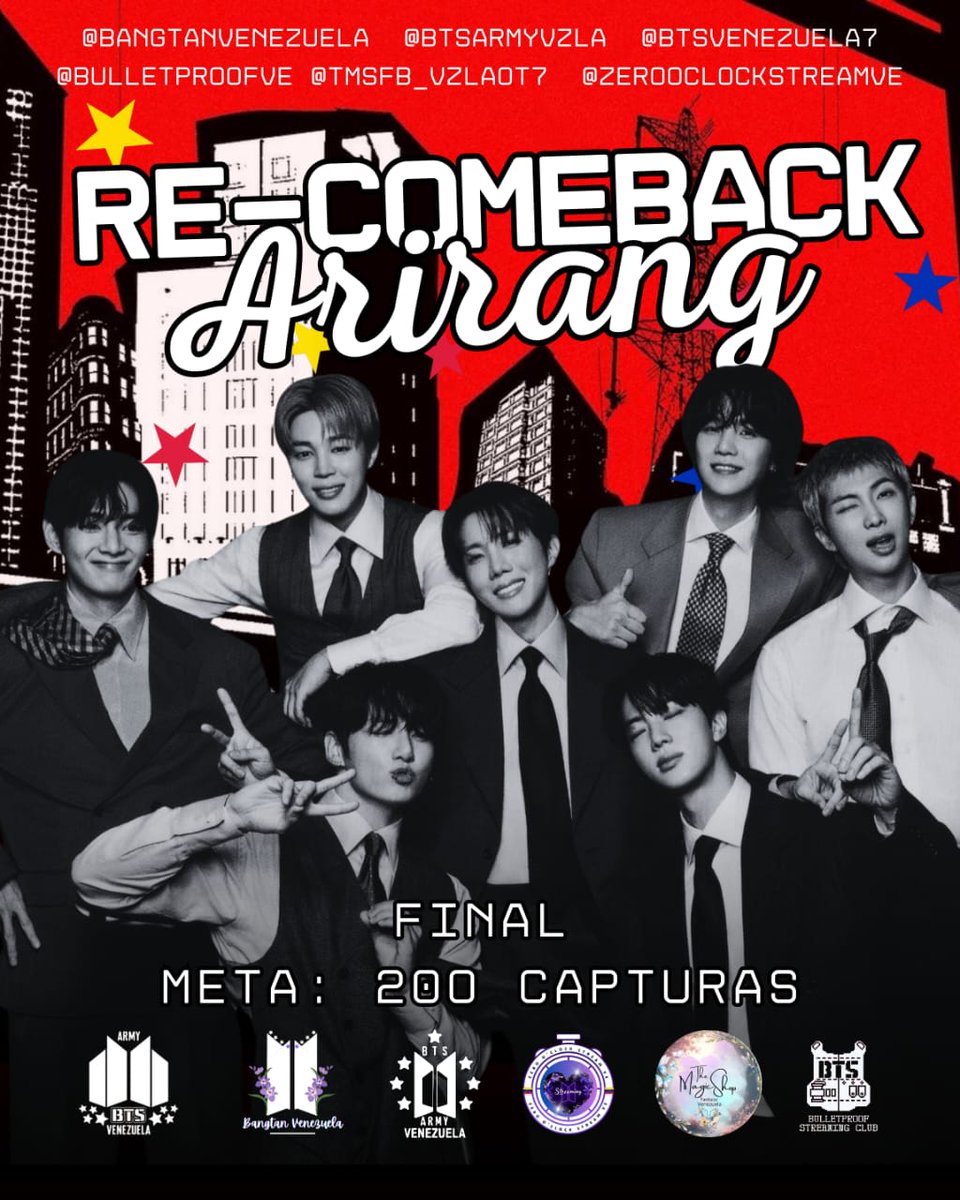 El día final del RE-COMEBACK ARIRANG llegó 🇻🇪💜

Pero no el final de nuestro stream, sigamos reproduciendo ARMY, nuestro mejor recurso es la estabilidad y la constancia 

#BTS #ARMYVenezuela #StreamingBTS #방탄소년단 #ReComeback_Arirang