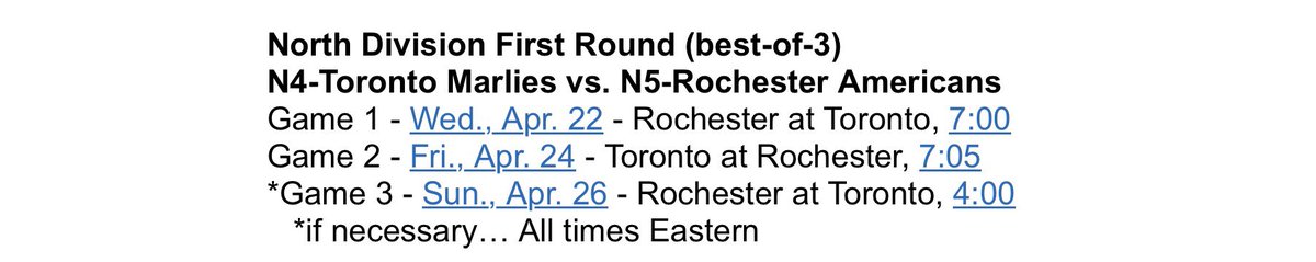 StephRDSJunior's tweet image. Comme le @RocketLaval doit attendre le gagnant de cette série (2 de 3) avant de connaître son adversaire en demi finale de section Nord

On peut s’attendre a une dizaine de jours de congé   

Rendez vous vs Rochester ou Toronto (3 de 5) aux alentours du 28 ou 29 avril #AHL #RDS