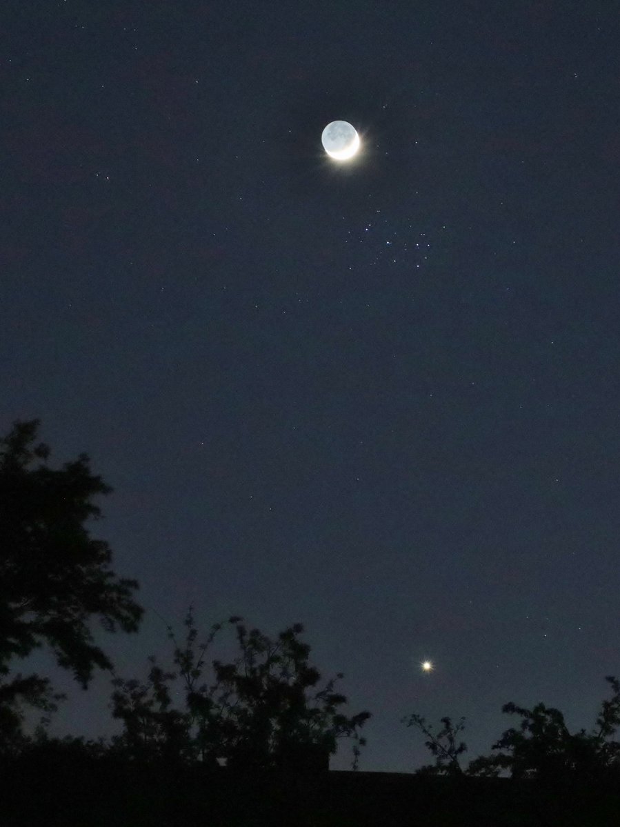 susan_snowy's tweet image. The gorgeous #Moon, #Venus and #Pleiades this evening 😍