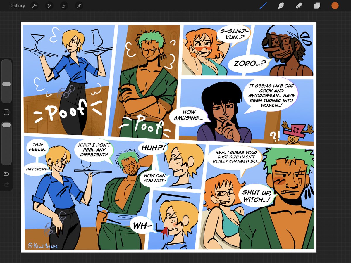 [Comic wip]
the idea was just that zoro doesn’t feel any different bc big boobs is big boobs, while sanji has certain thoughts and feelings…🥚🏳️‍⚧️
#ONEPIECE〜