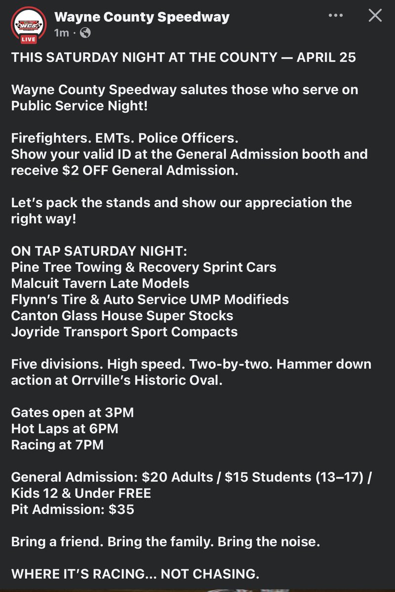 Wayne County Speedway tweet media