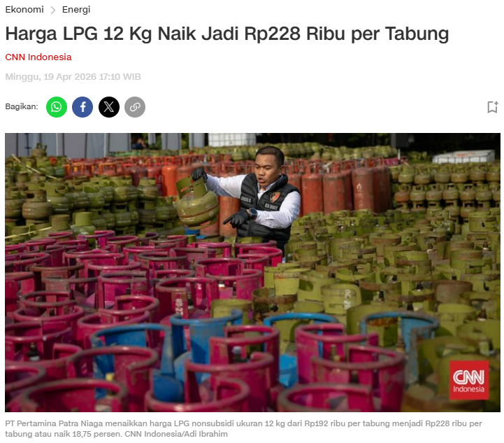 fyi aja guys..

mungkin ada yg belum tahu. 

harga LPG 12 kg naik dari 192ribu jadi 228ribu🙏