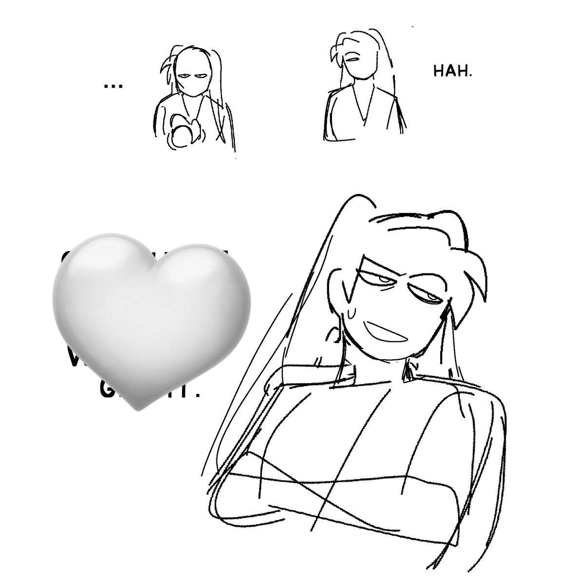 unamusedyams's tweet image. not me yall not getting any new art for a hot minute and you're just gonna have to fucking DEAL.

I will be #kind and show a rough sketch of the next comic part