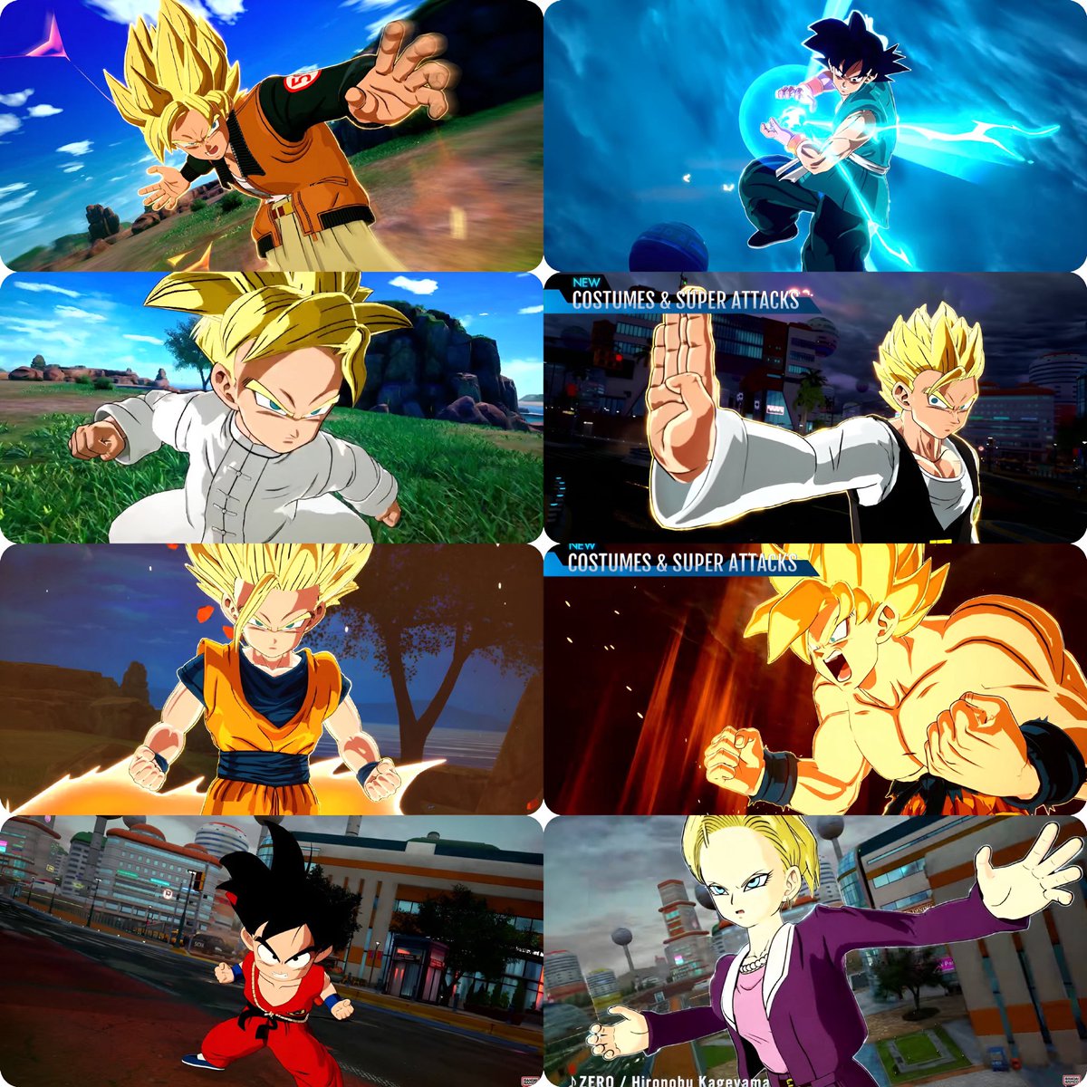 by_shinai's tweet image. Sparking! ZERO’s new costume lineup shows a clear focus on recognizable, era specific design choices and i couldn’t be more happy ‼️

Confirmed outfits include:
Goku (End of Z), Gohan (White gi), Android 18 (GT), Gohan (Orange Gi), Gohan (uniform), and Goku (59 jacket)