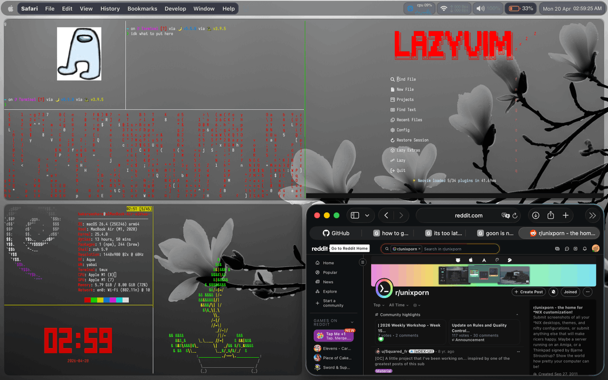 bot_unixporn's tweet image. [Yabai] Wow i was missing out on Sketchybar, like ALOT
Link: redd.it/1sq9e7q

#unixporn #linux #screenshot