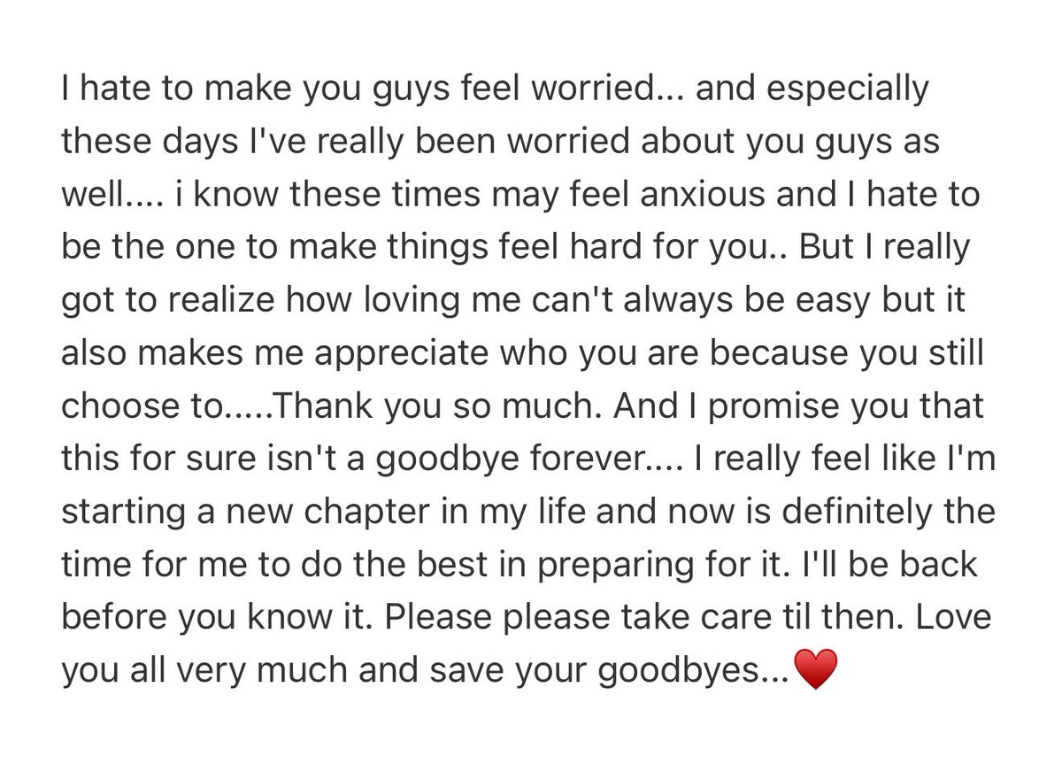 ผมไม่อยากทำให้พวกคุณต้องรู้สึกกังวลเลย…
โดยเฉพาะช่วงนี้ ผมเองก็เป็นห่วงพวกคุณมากเหมือนกัน ผมรู้ว่าช่วงเวลาแบบนี้มันอาจทำให้รู้สึกไม่สบายใจ แล้วผมก็ไม่อยากเป็นคนที่ทำให้ทุกอย่างมันยากขึ้นสำหรับพวกคุณเลย…

แต่ผมก็ได้ตระหนักจริง ๆ ว่าการรักผมมันคงไม่ใช่เรื่องง่ายเสมอไป