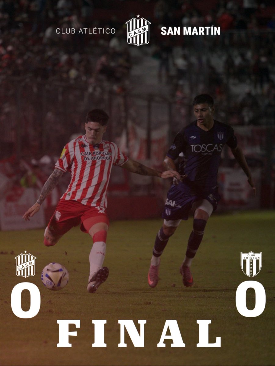 CASMOficial's tweet photo. 🔴⚪️ #PrimeraNacional

Final del partido. En La Ciudadela, San Martín igualó 0-0 con Tristán Suárez.

⚽️ #VamosCiudadela https://t.co/dHB6YbdSNb