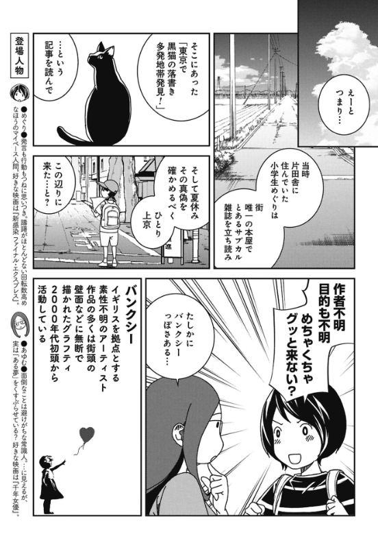 今回ブラガールで描いた「雑司ヶ谷のバンクシー」こと、かつて雑司ヶ谷にあった黒猫の落書きは実話です! ご存知の人、あわよくば、描いたご本人の方、いらっしゃらいませんか? 