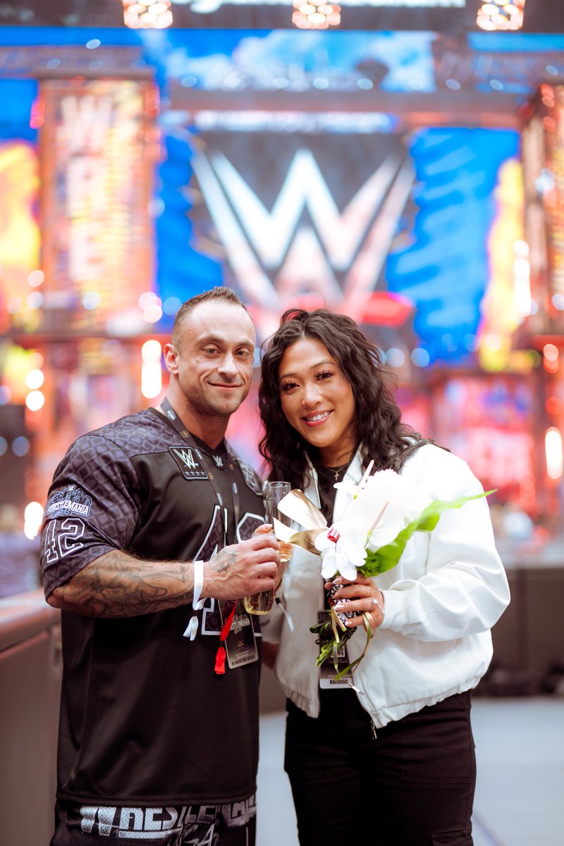 onlocationexp's tweet image. Safe to say that being #OnLocation at Night One of #WrestleMania 42 will be remembered FOREVER for this couple 😍🥰