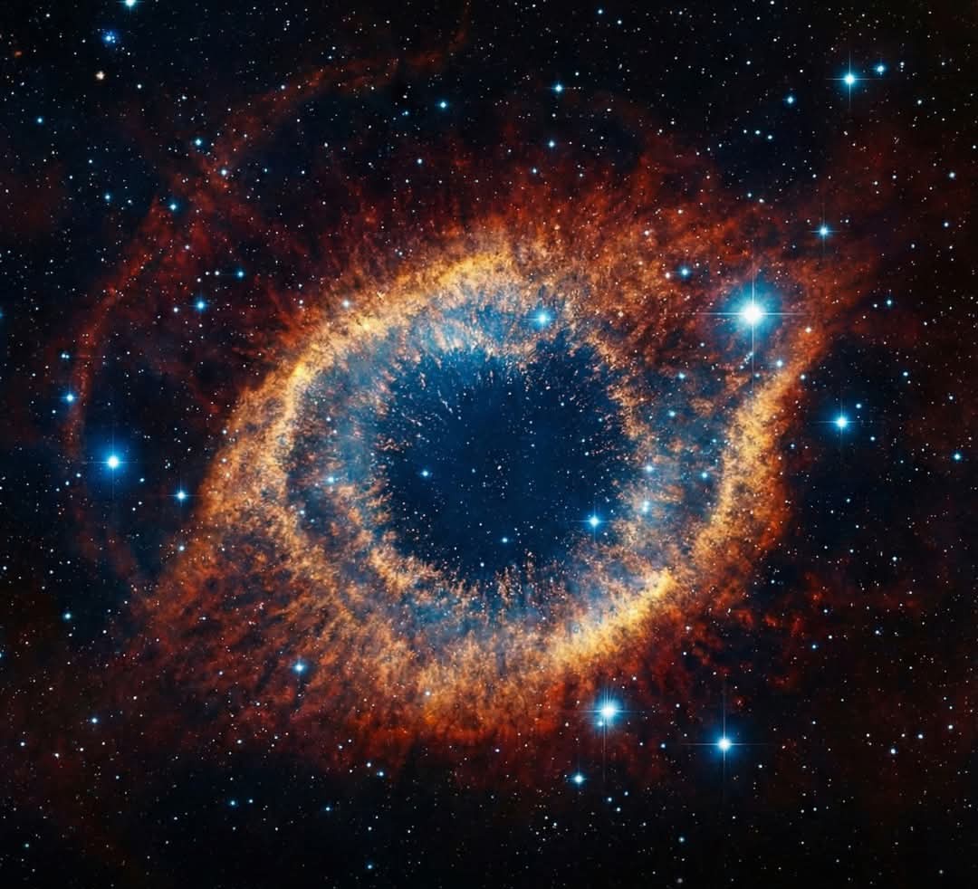 maiz_julio's tweet image. NGC7293 Helix nebula in infrarred by James Webb space Telescope #NASA #ESA
