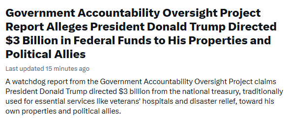 Jasamsdestiny's tweet image. FYI that's NOT legal but being trump, he did it anyway. He knows the spineless congress will do absolutely nothing to stop him.  Sure buddy take whatever you want from the people.  Look what we've suckered them out of already.

Reason #10,000 why I want to move to Mexico
#corrupt