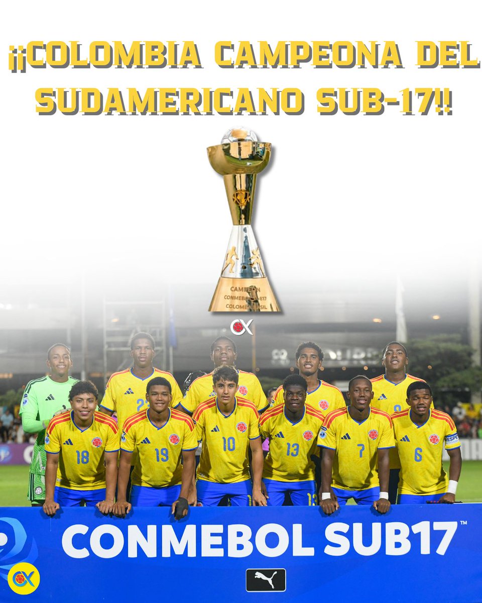 Colombia_Xtra's tweet photo. 🚨 ¡¡LA SELECCIÓN COLOMBIA ES CAMPEONA DEL SUDAMERICANO SUB-17!!

Después de un baile futbolístico, Colombia venció 4-0 a Argentina en la final.

Qué orgullo muchachos. Felicitaciones.