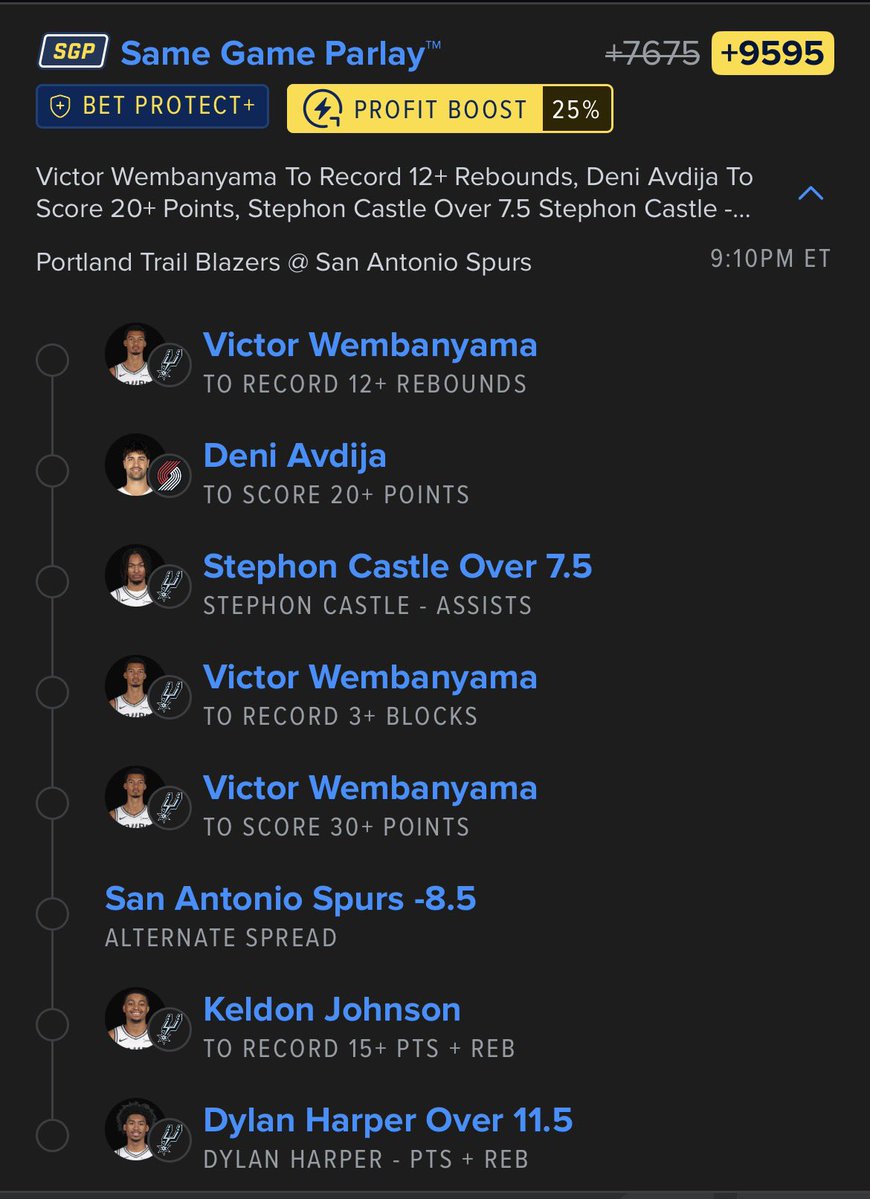 Blazers vs Spurs Playoff SGP!!!! Get Back Gang!!!! The Wemby takeover begins tonight!!!! #NBAPlayoffs #NBAPicks #GamblingTwitter #Gambling𝕏 #FreePicks