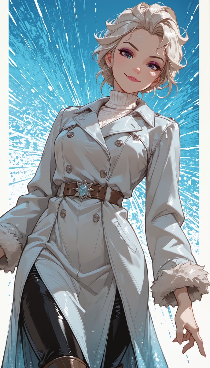 oneesan_aiart's tweet image. Elsa — wrapped in her winter outfit, she shines like a true snow queen, radiating icy elegance and quiet strength with every step ❄️✨ #Elsa #Frozen