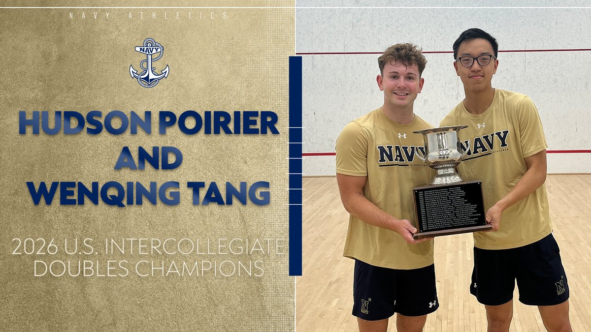 Congratulations to the 2026 U.S. Intercollegiate Squash Doubles Champions Hudson Poirier and Wenqing Tang!
#GoNavy | <a href="/navymsq/">Navy Men's Squash</a> 

navysports.com/news/2026/4/19…