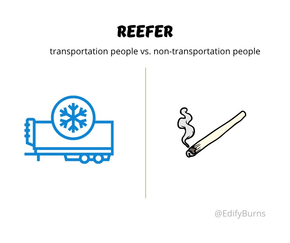 Words mean different things to people in freight. 

Words like reefer. 

Reefers are used to transport temperature-controlled goods, such as perishable food items. 

They are not to be smoked.