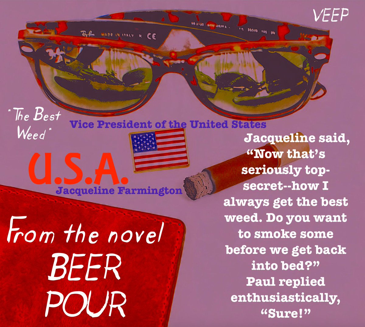JaneHayde44792's tweet image. It's already 4/20 somewhere. In my humorous book BEER POUR, the Vice President is a pot smoker. #Beer  #fourtwenty #marijuana #novels