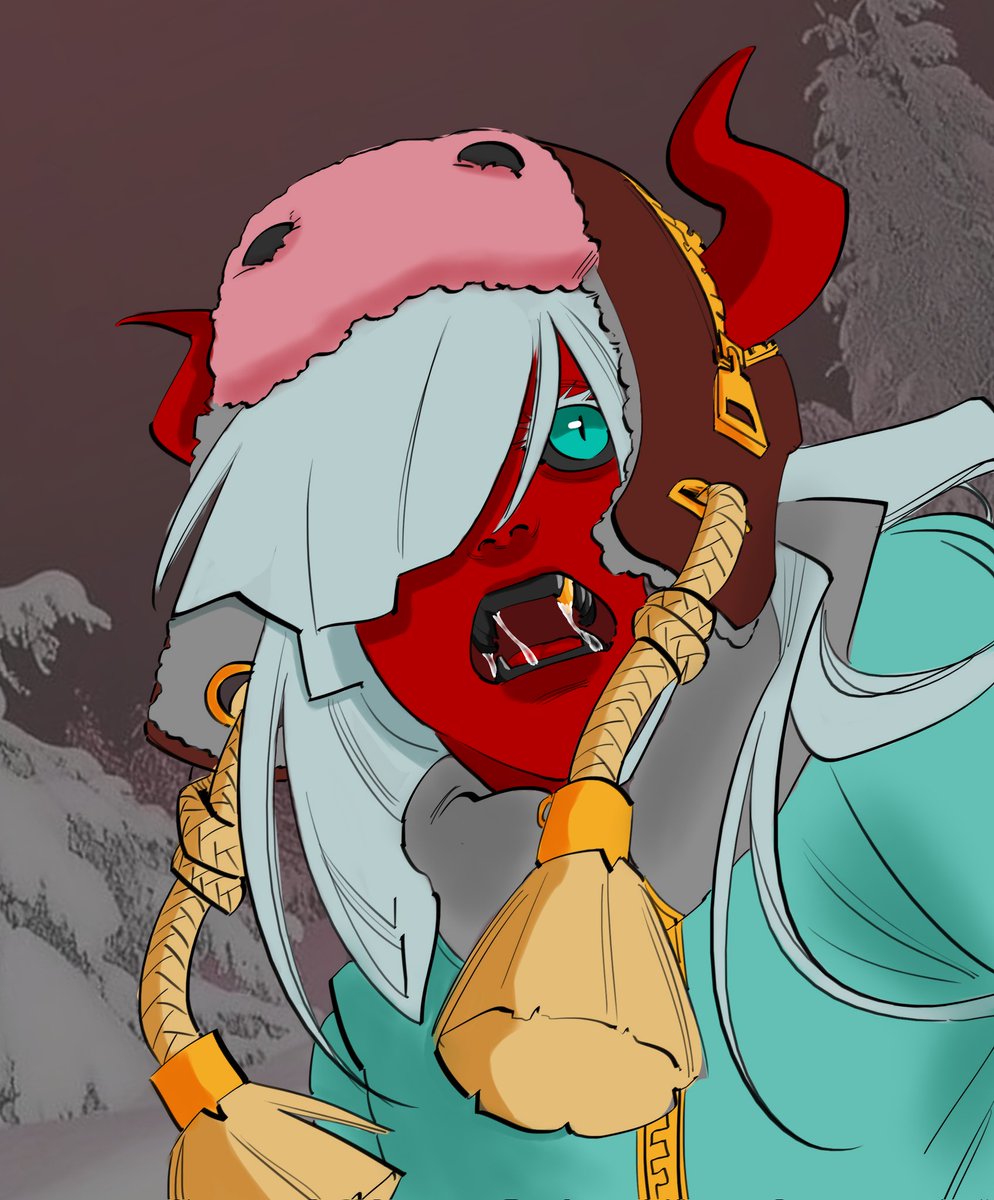 lofi_project's tweet photo. Um oni vermelho das neves com um gorro de vaquinha é algo que eu imaginaria o @owtraks fazendo 🫪 https://t.co/vuTbhzrAsc