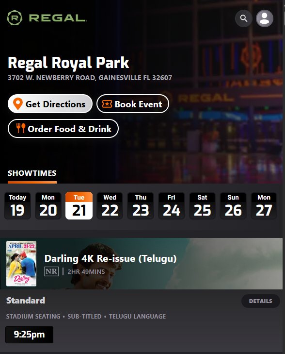 SShanthReddy's tweet image. #Darling4K - Bookings Open Now at @RegalMovies 

Hacienda Crossings - Dublin, CA
Natomas Marketplace - Sacramento, CA
Coldwater Crossing - Fort Wayne, IN
Regal Royal Park - Gainesville, FL

Regal Crown Club Value Day Pricing and Regal Unlimited  Enabled 💥💥

#Darling #Prabhas