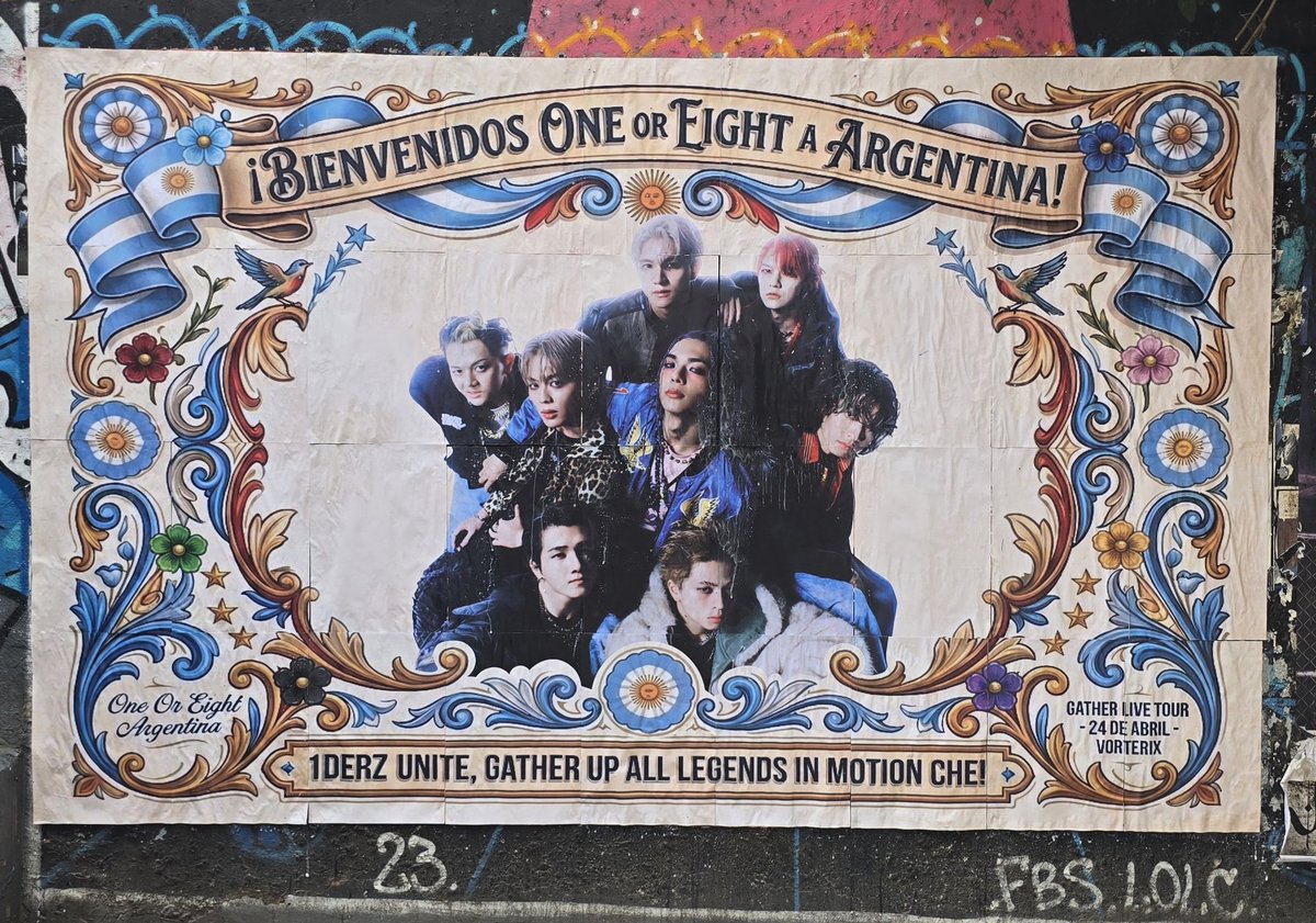 ¡ARGENTINA 🇦🇷 ya está lista para recibir a <a href="/oneoreight__/">ONE OR EIGHT</a>! 

Tenemos nuevo mural en el Barrio Chino: ¡BIENVENIDOS ONE OR EIGHT A ARGENTINA! ("ONE OR EIGHT、アルゼンチンへようこそ")

Tratamos en este diseño, que sería más significativo, dejar plasmado algo que conecte a 1OR8 con
