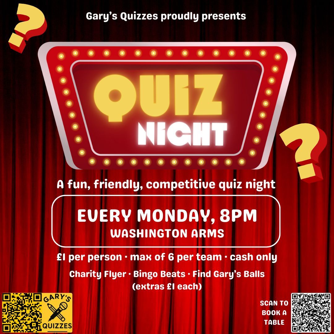 🧠 Washington Arms tonight!

👑 Royalty
🎲 Pot Luck
⏰ 8:00pm

🍽️ Food till 8:30pm — eat before or mid-quiz, both acceptable 😅

Nobody Saw That… 👀

Same format. Different questions. No phones 📵