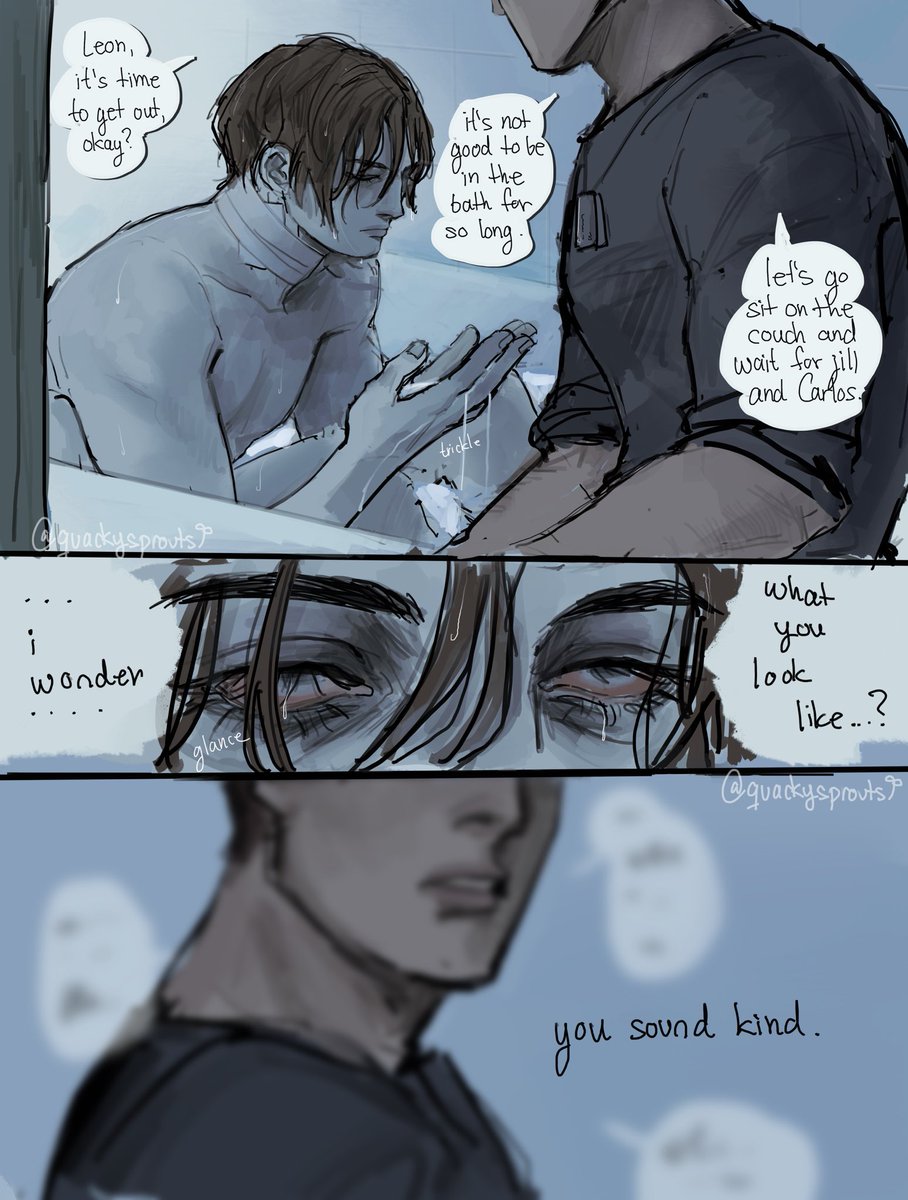 bathtime🧼

chris is good at taking care of people since he raised claire. i think that also translates to leon.

(🍬treat in comments🍬)

[#re2 #residentevil #re4 #art]