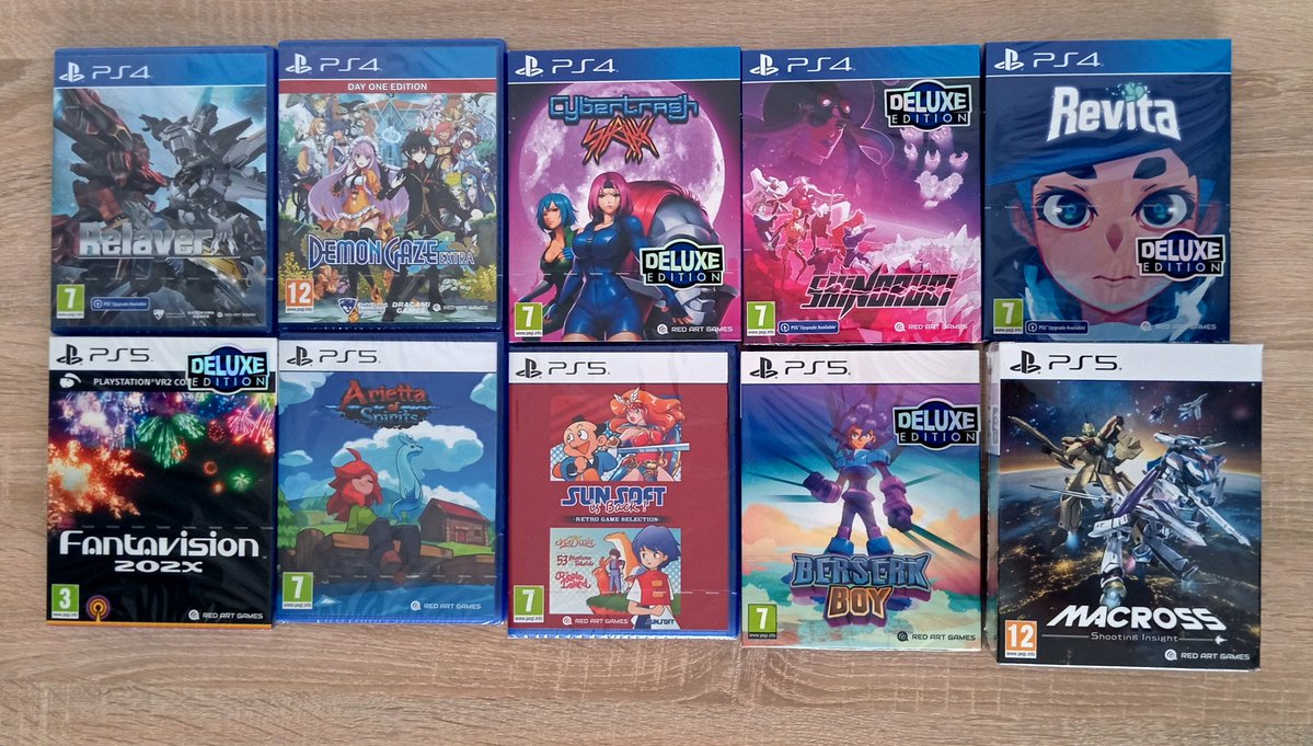 PixelPowerLine's tweet image. Big box from @RedArtGames
 is already unpacked 📦✂️
Got 10 games from the Spring Sale + some cool extras 🤗 There was way too much temptation 👀 Picking was actually difficult 😅
Nothing beats that feeling when a big stack of games arrives 💿🔥

#PhysicalGames #PS4 #PS5