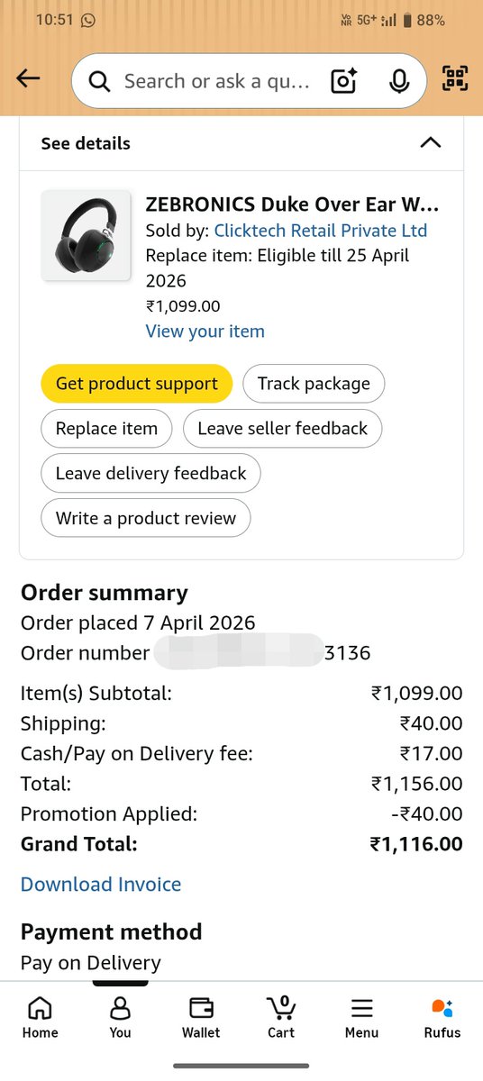 ShivamPandit39's tweet image. USED &amp;amp; DAMAGED headphones from Amazon after 8 days.

Return raised (15th) → wait till 21st.
Pickup (18th) → NO SHOW.
Return window closes on 25th.

Delaying till I lose eligibility?
I want
Refund + Pickup NOW.

@AmazonHelp @amazonIN @amazon @JeffBezos 
#AmazonIndia #ScanMe