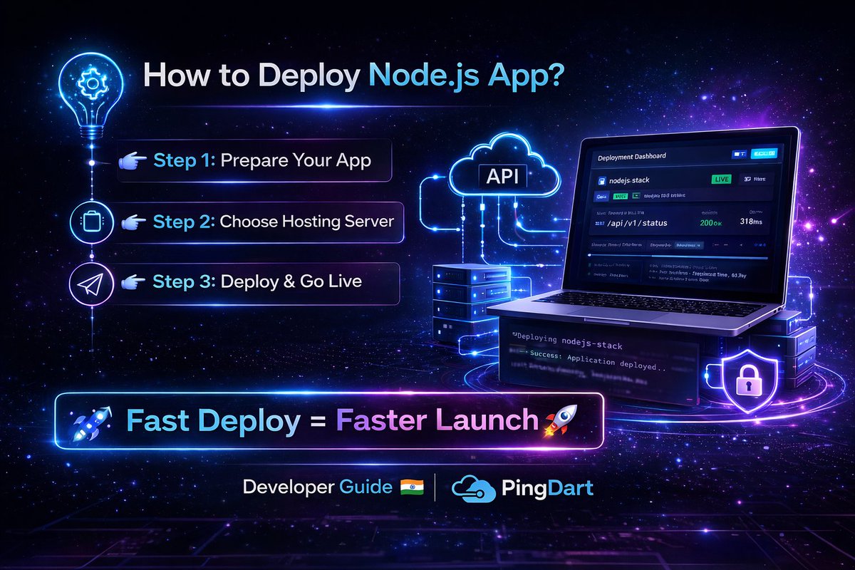 DartPing26370's tweet image. Deploying a Node.js app shouldn’t be complicated.

Basic flow:
1. Push your code
2. Install dependencies
3. Set environment variables
4. Start the server
5. Monitor logs and uptime

#NodeJS #Deployment #DevOps #JavaScript #CloudHosting #Developers #BuildInPublic