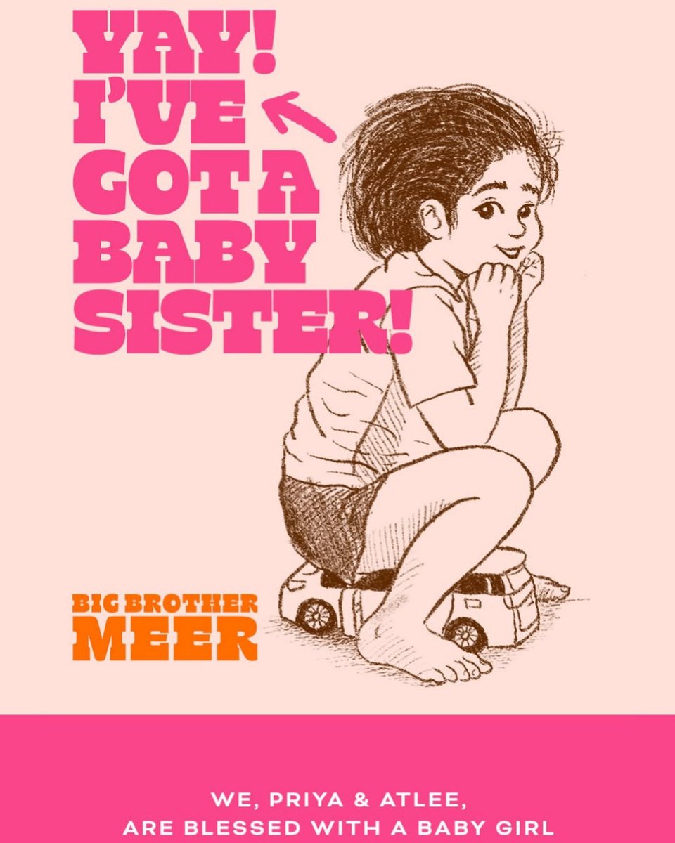 IndiaToday's tweet image. .@Atlee_dir and Priya Atlee welcome their second child, a baby girl, sharing the joyful news with fans and calling it a truly “blessed” moment for their growing family.

#Atlee #PriyaAtlee #BabyGirl #ItsAGirl #Kollywood #SouthCinema #CelebrityNews