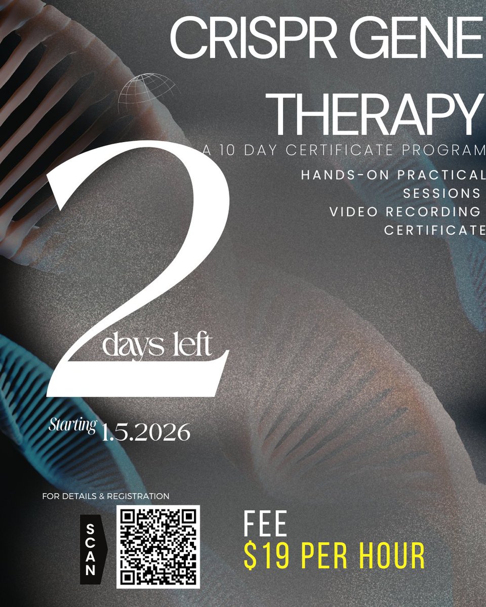 biodiscovery's tweet image. We will open with the biology that earned a Nobel Prize and is now saving lives.  Day 1: CRISPR foundations, gene therapy rationale, somatic vs germline editing, ethics.  Starting in less than 24 hours.  Last chance to register: bdglifesciences.com/event/crispr-g…

#CRISPR #GeneEditing