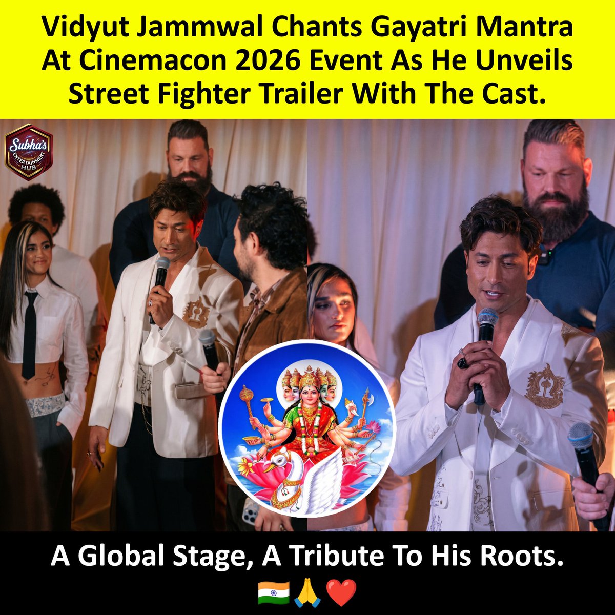 SubhaHub's tweet image. Roots On A Global Stage 🌍🙏
Vidyut Jammwal Showcases Culture At CinemaCon 2026.

#ProudMoment #IndianCulture #GlobalStage