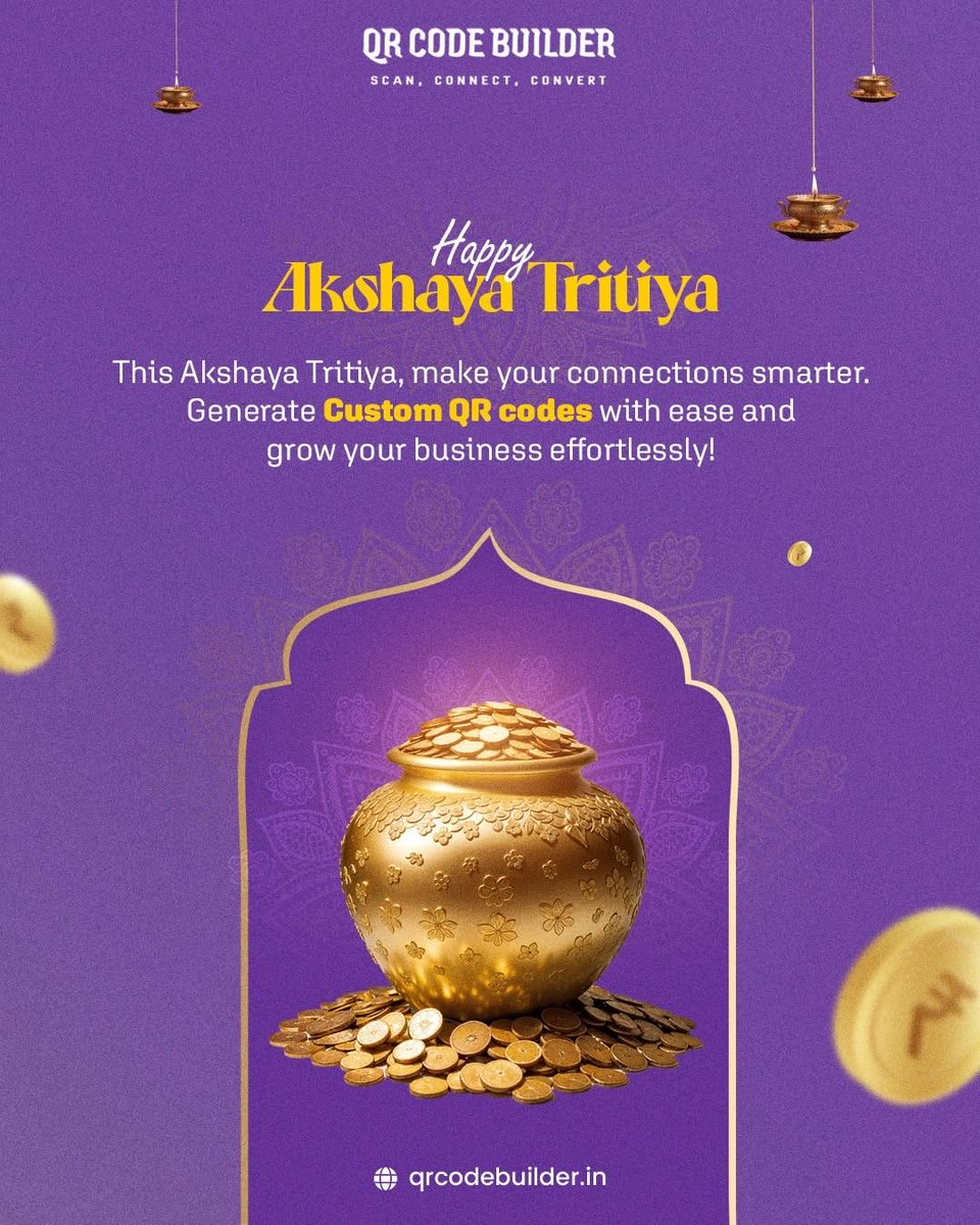 ncodetechnology's tweet image. Celebrate Akshaya Tritiya with smarter connections ✨ 

Use QR codes to share menus, payments, offers, and details in one scan 📲 Boost experience, leads, and conversions 🚀 

Start now: qrcodebuilder.in

 #AkshayaTritiya #QRCode