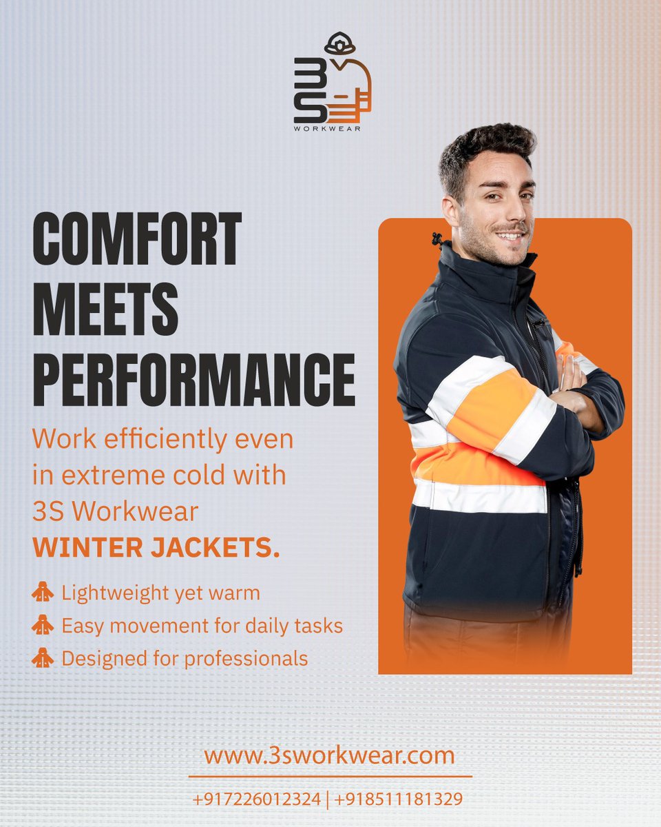3sWear45601's tweet image. Comfort meets performance
Stay warm and work efficiently with 3S Workwear winter jackets.

🌐 3sworkwear.com

📞 +91 72260 12324 | +91 8511181329

#3SWorkwear #WinterJackets #Workwear #IndustrialWear #SafetyWear #ComfortAndPerformance #ColdWeatherGear #ProfessionalWear